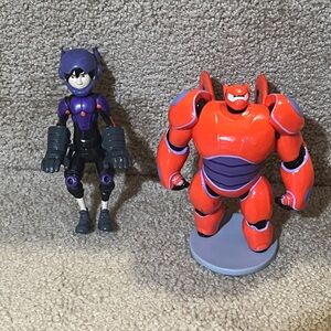 Disney Store Big Hero 6 Movie Baymax  PVC 4" Figure Hiro Hamada posable set of 2